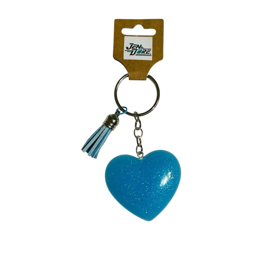 JenDore Handmade Blue Heart Keychain Keyring Backpack Purse Bag Charm Accessory